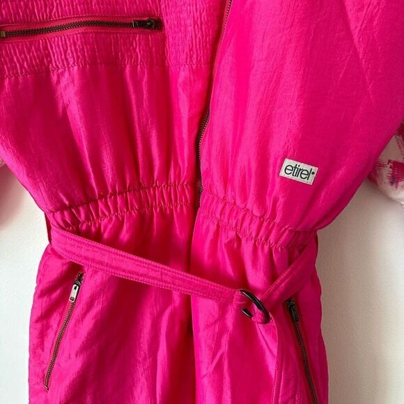 Etirel Vintage 1980s/90s Abstract Retro Pink Women’s Ski One Piece Snowsuit - Picture 5 of 16
